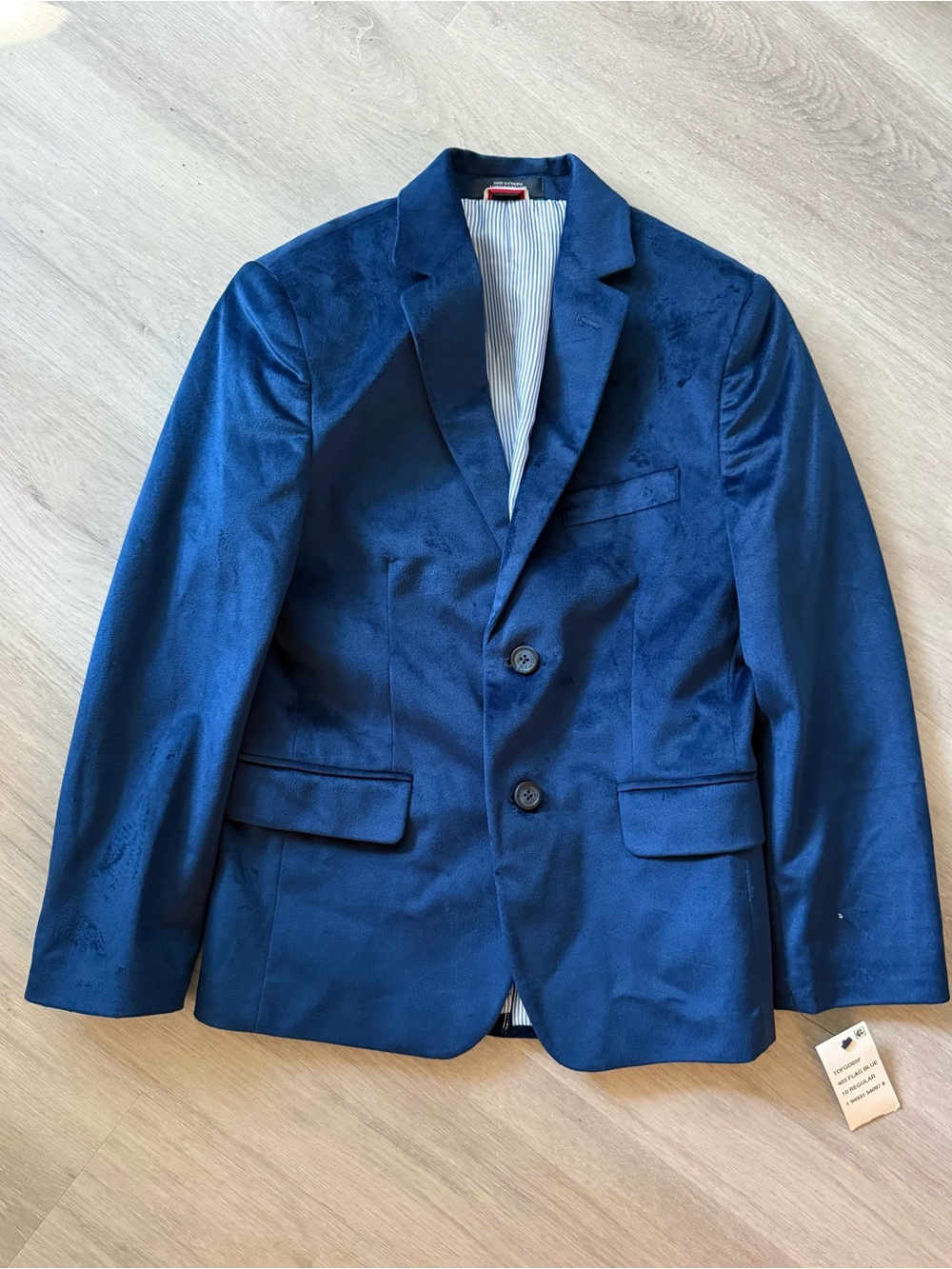 NWT Tommy Hilfiger Boys Navy Blue Velvet Blazer Suit Jacket Size 10 Sport Coat